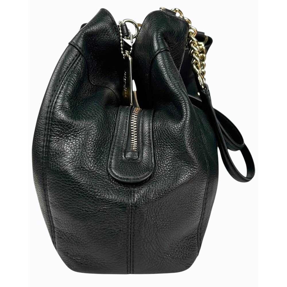 Coach Lexy Lexi Bag Purse F22210 Black Pebbled Leather Gold Tone Chain Handles - Picture 7 of 16